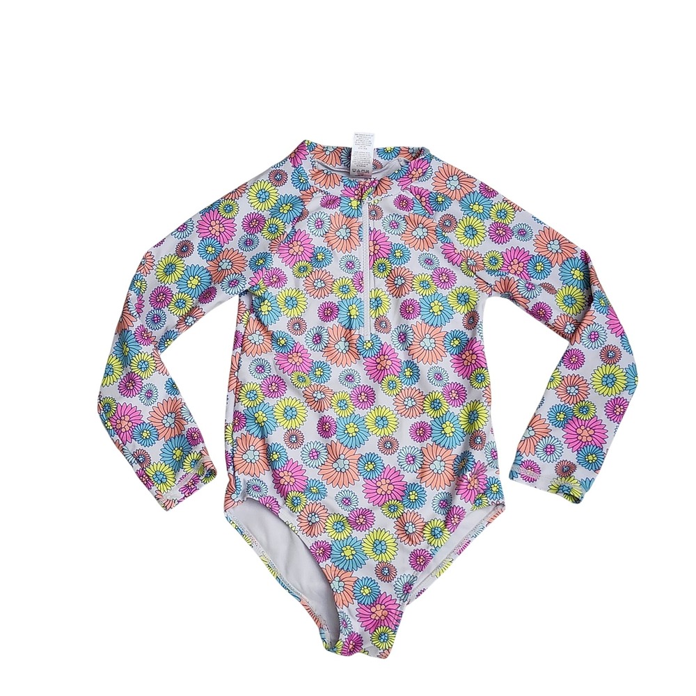 Betsey Johnson Kids Floral Rash Guard One Piece Swimsuit Multicolor Size 10